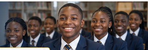 Smiling students in school uniform